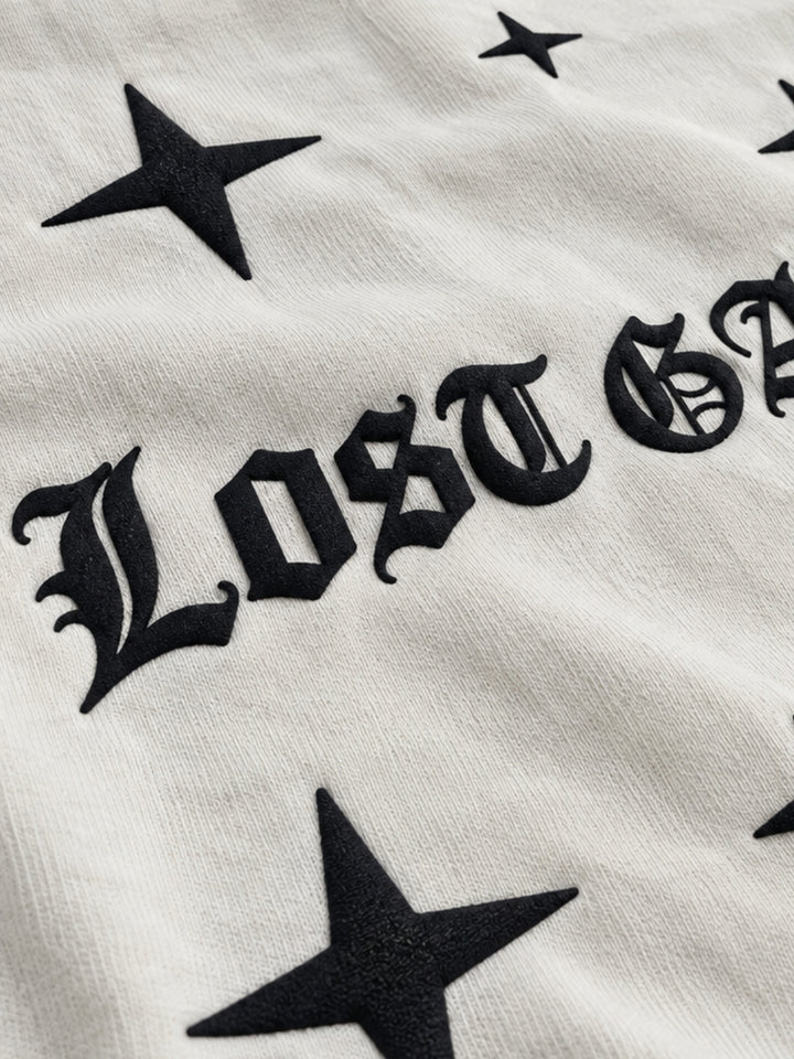 Lost Galaxy Puff Printed Men Premium Oversized T-Shirt - Off White