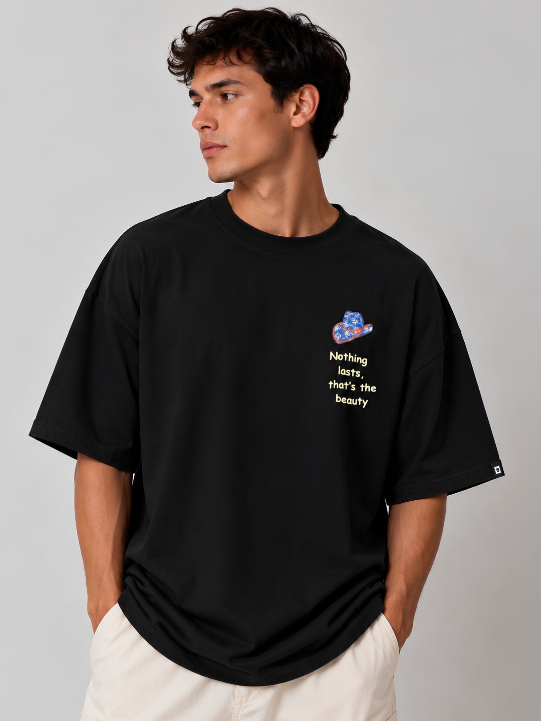 WILD AND ETERNAL Puff Printed Men Premium Oversized T-Shirt