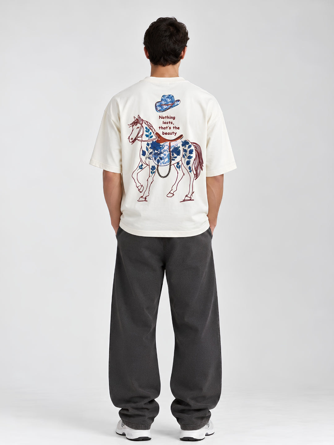 WILD AND ETERNAL Puff Printed Men Premium Oversized T-Shirt