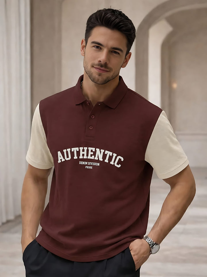 Men Premium Colorblock Relaxed Fit Polo T-Shirt
