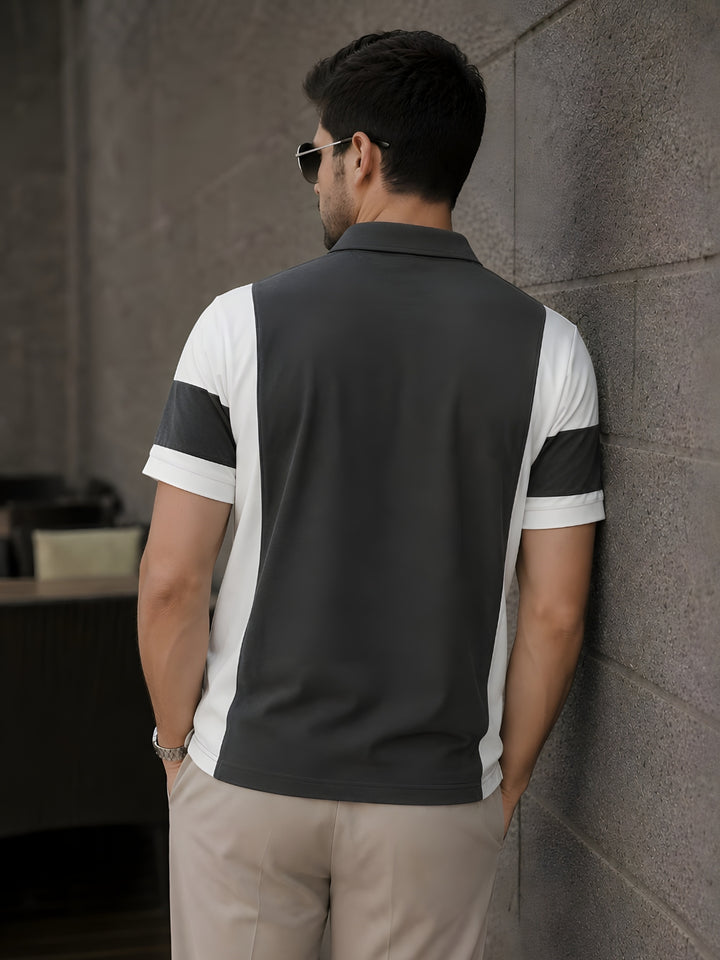 Men Premium Colorblock Relaxed Fit Polo T-Shirt