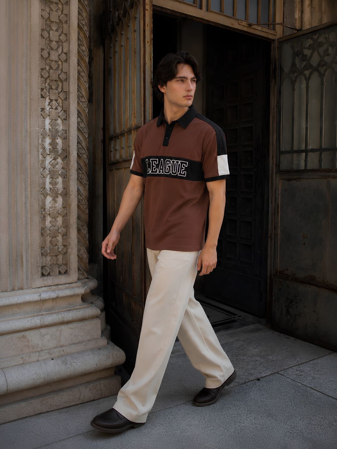 Men Premium Colorblock Relaxed Fit Polo T-Shirt