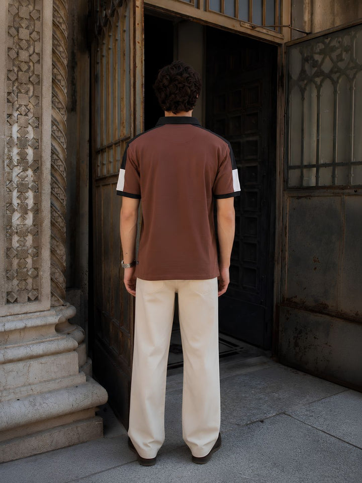 Men Premium Colorblock Relaxed Fit Polo T-Shirt