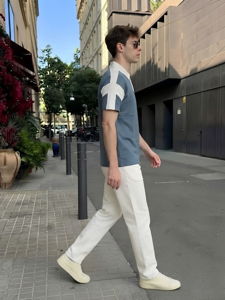 Men Premium Colorblock Relaxed Fit Polo T-Shirt