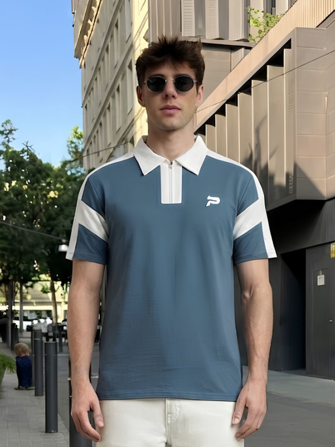 Men Premium Colorblock Relaxed Fit Polo T-Shirt