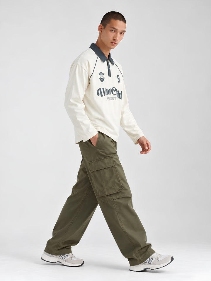 Men Premium Printed Oversized Fit Polo T-Shirt