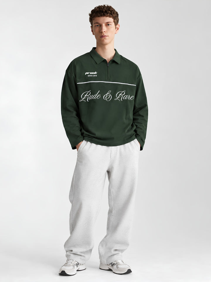 Men Premium Embroidered Oversized Full Sleeve Polo T-Shirt