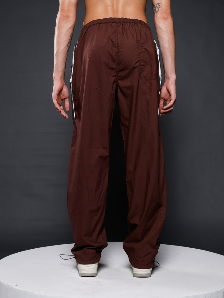 Parachute Pants For Men - Cocoa with White Stripe