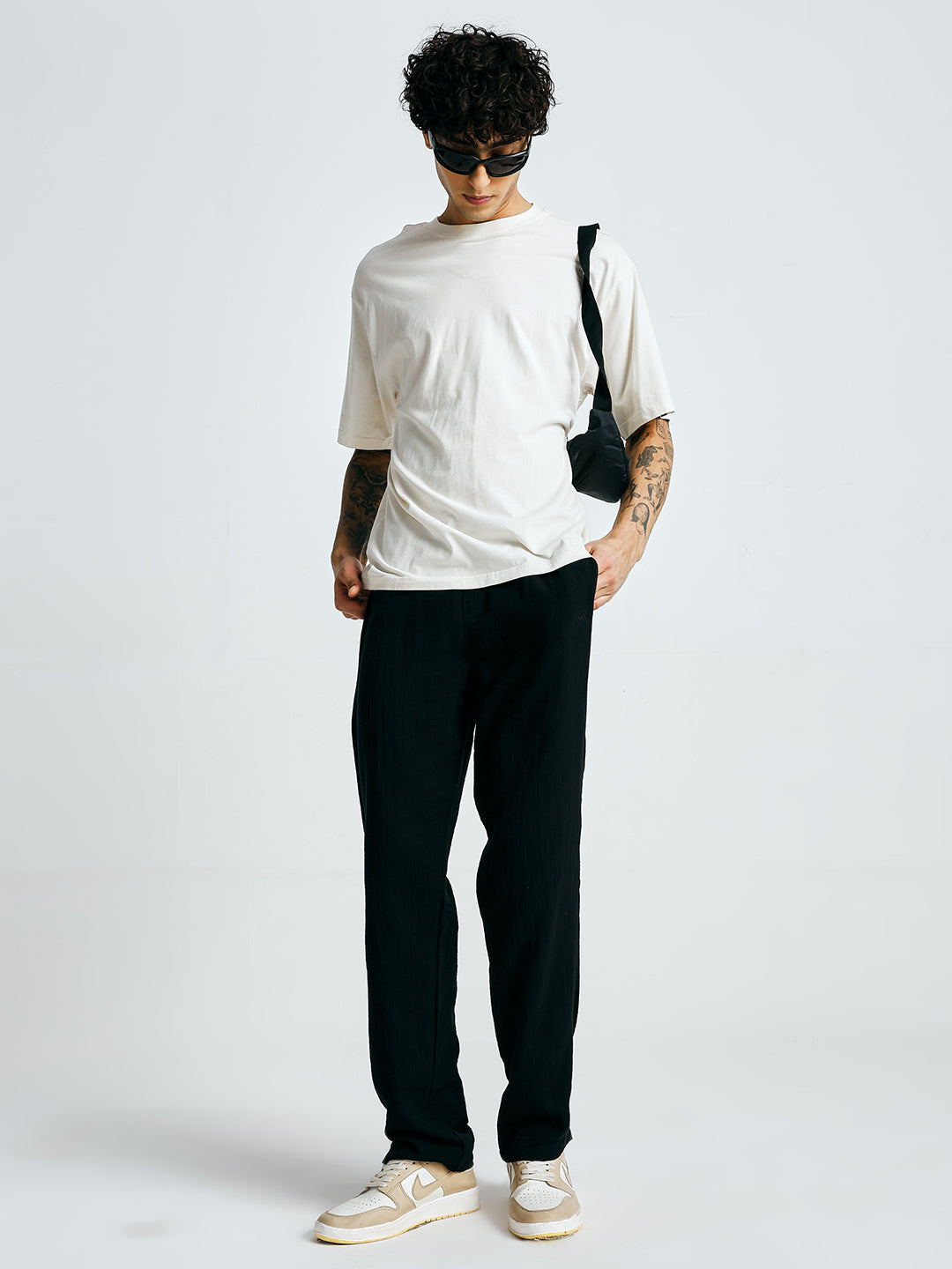 Men Solid lounge pants - Black