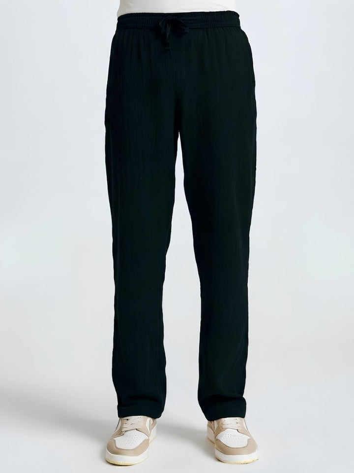 Women Solid lounge pant - Black