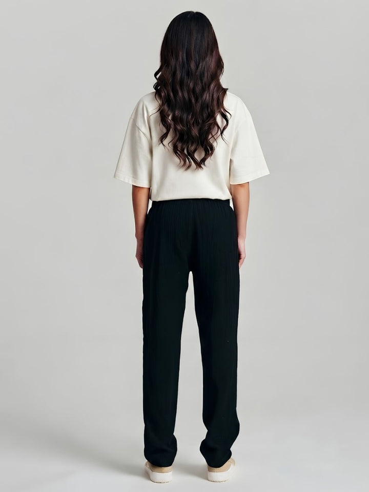 Women Solid lounge pant - Black