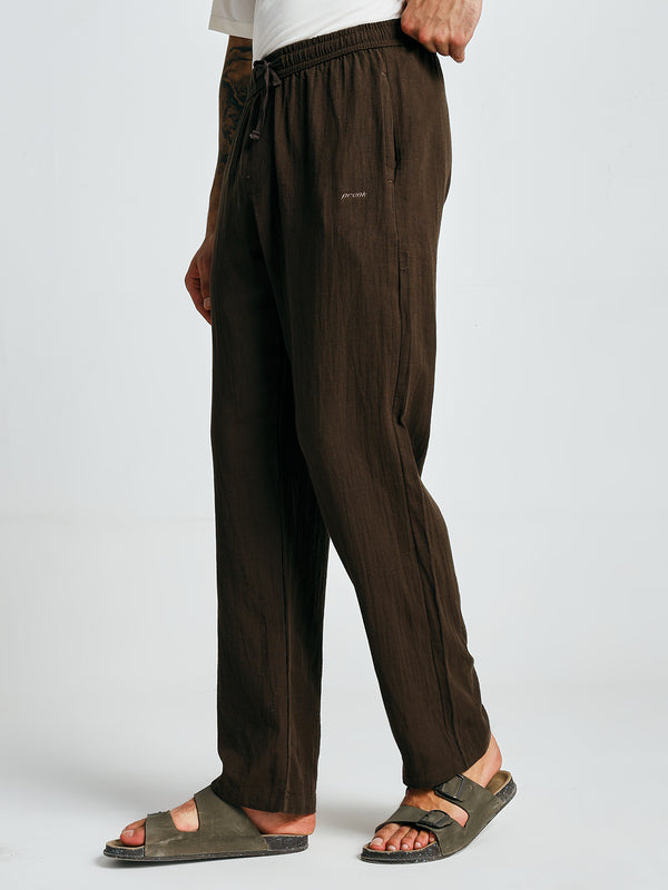 Men Solid Cotton lounge pants - Cocoa