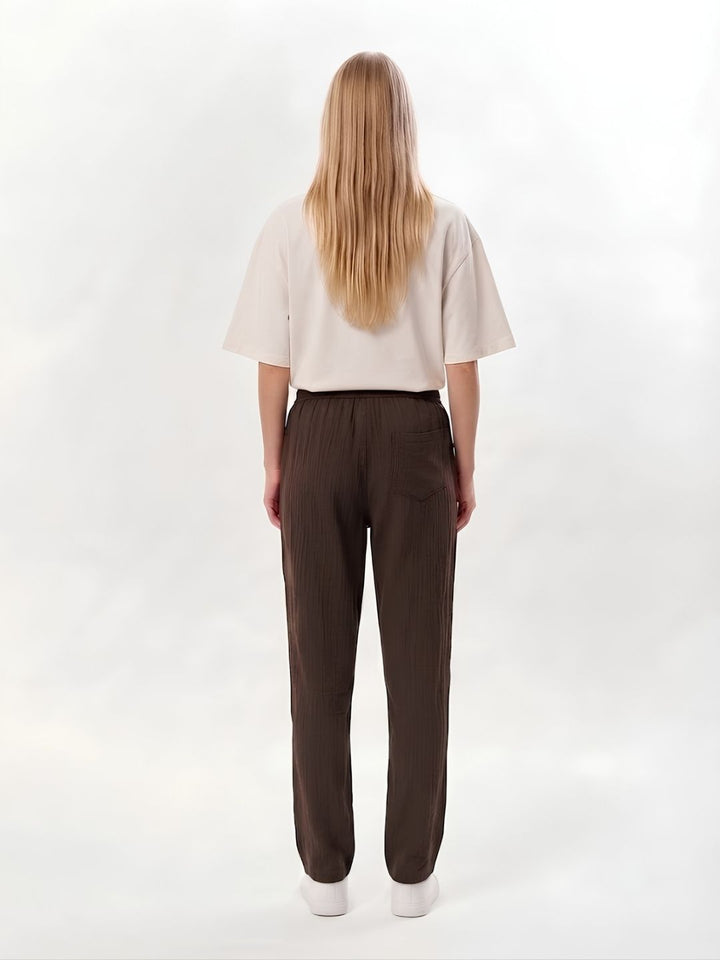 Women Solid Cotton lounge pant - Cocoa