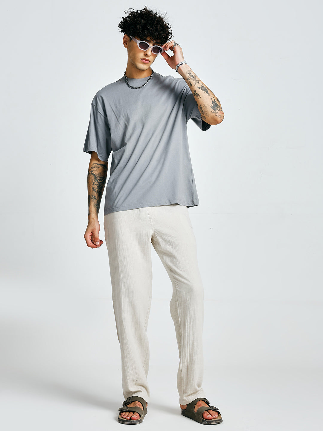 Men Solid lounge pants - Ivory