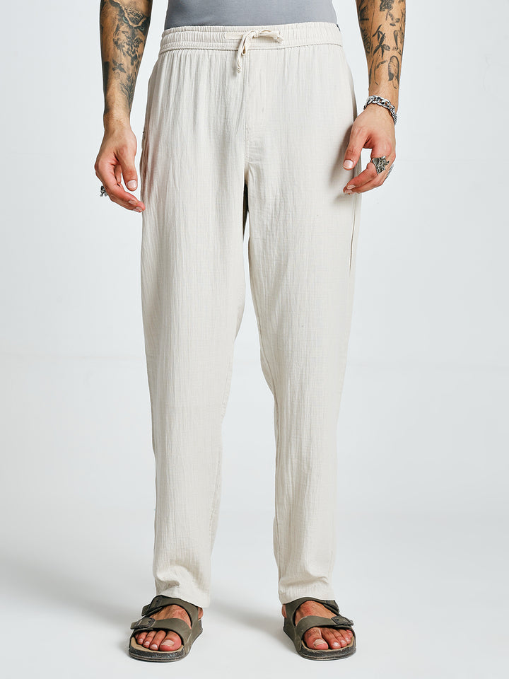 Men Solid lounge pants - Ivory
