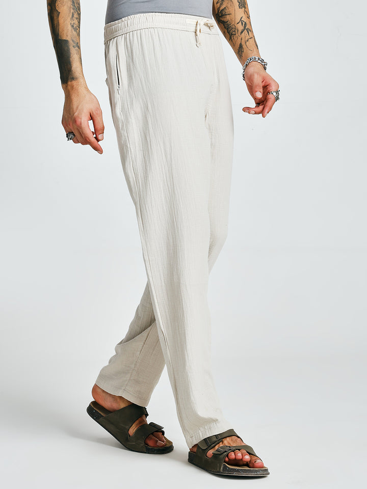 Men Solid lounge pants - Ivory