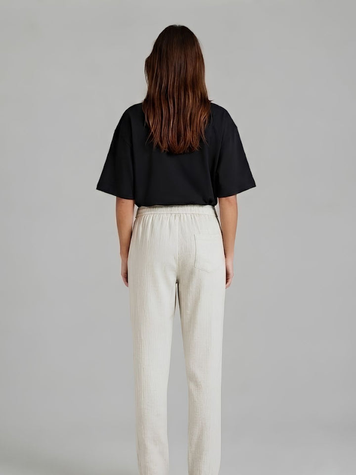 Women Solid Cotton lounge pant - Ivory