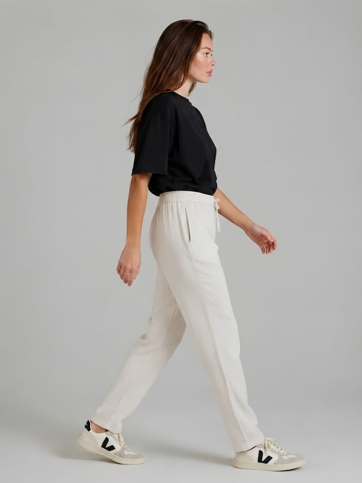 Women Solid Cotton lounge pant - Ivory