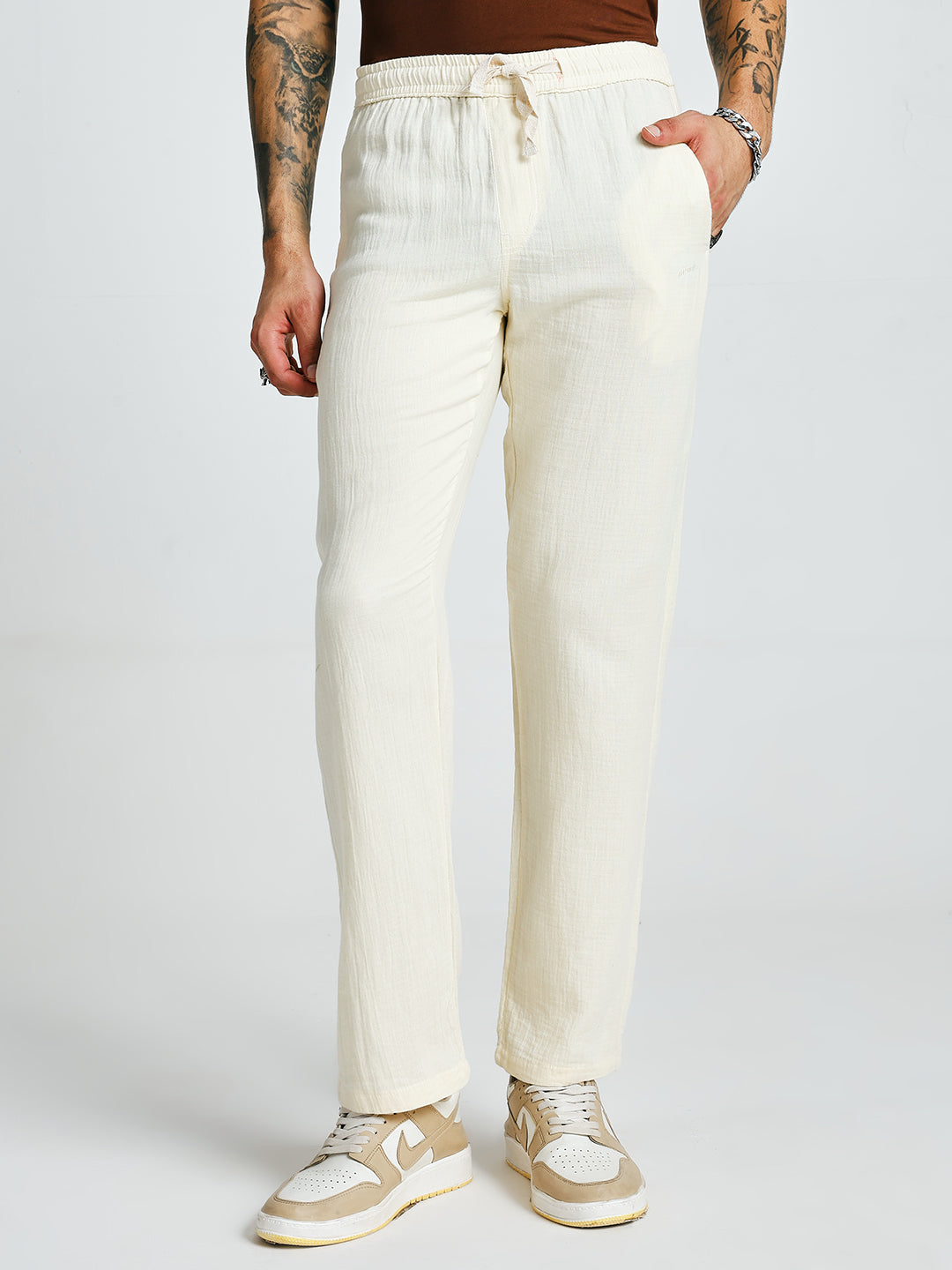 Men Solid lounge pants - Off White