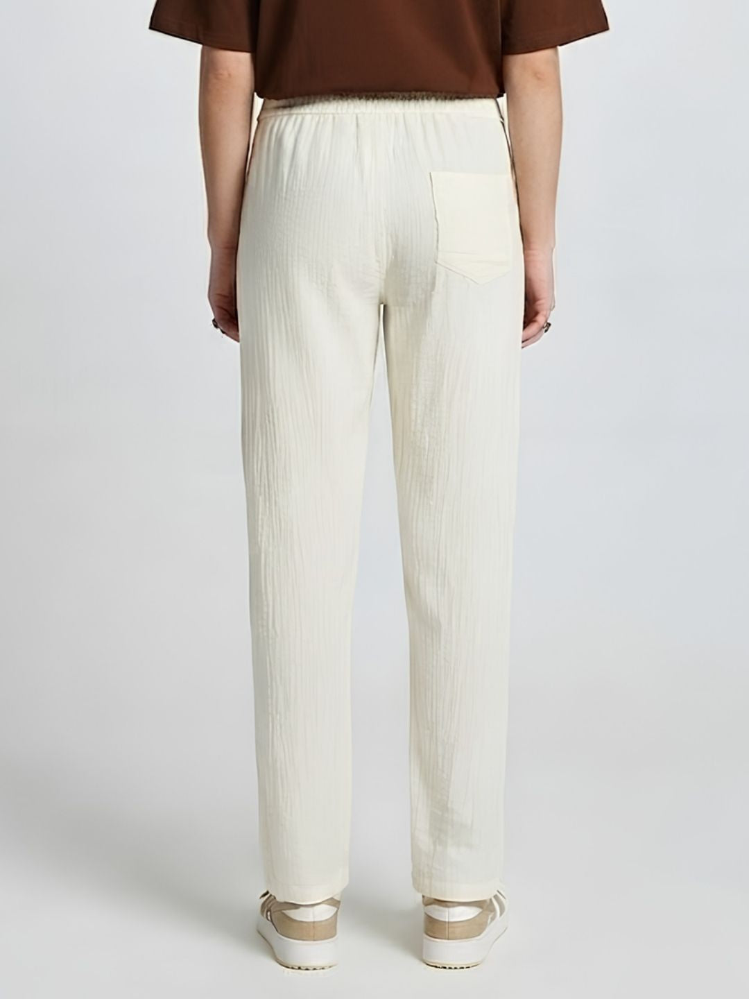 Women Solid Cotton lounge pant - Off White