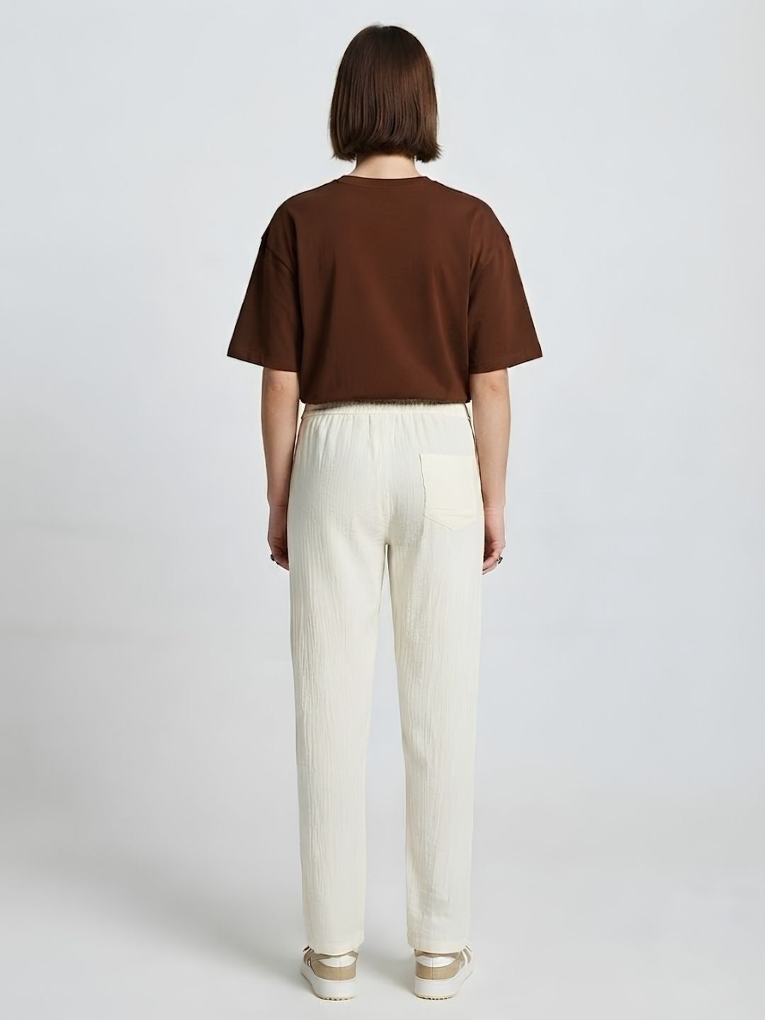 Women Solid Cotton lounge pant - Off White