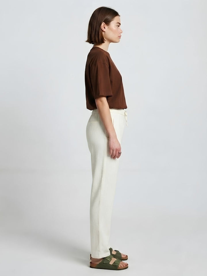 Women Solid Cotton lounge pant - Off White