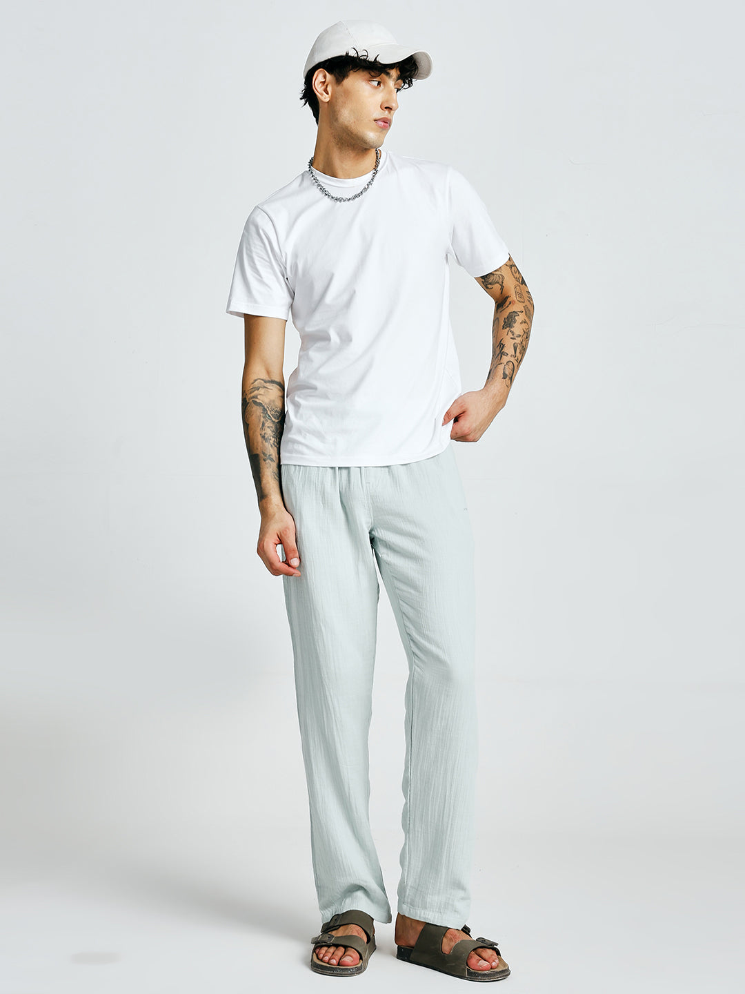 Men Solid lounge pants - Sky