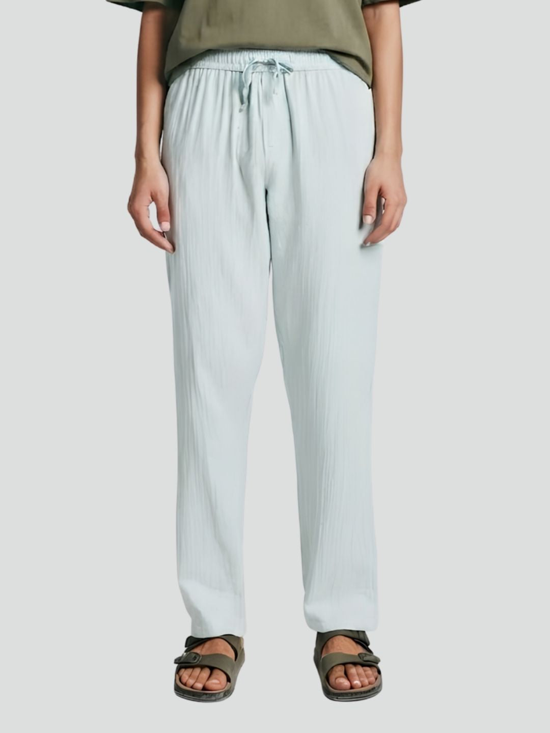Women Solid Cotton lounge pant - Sky