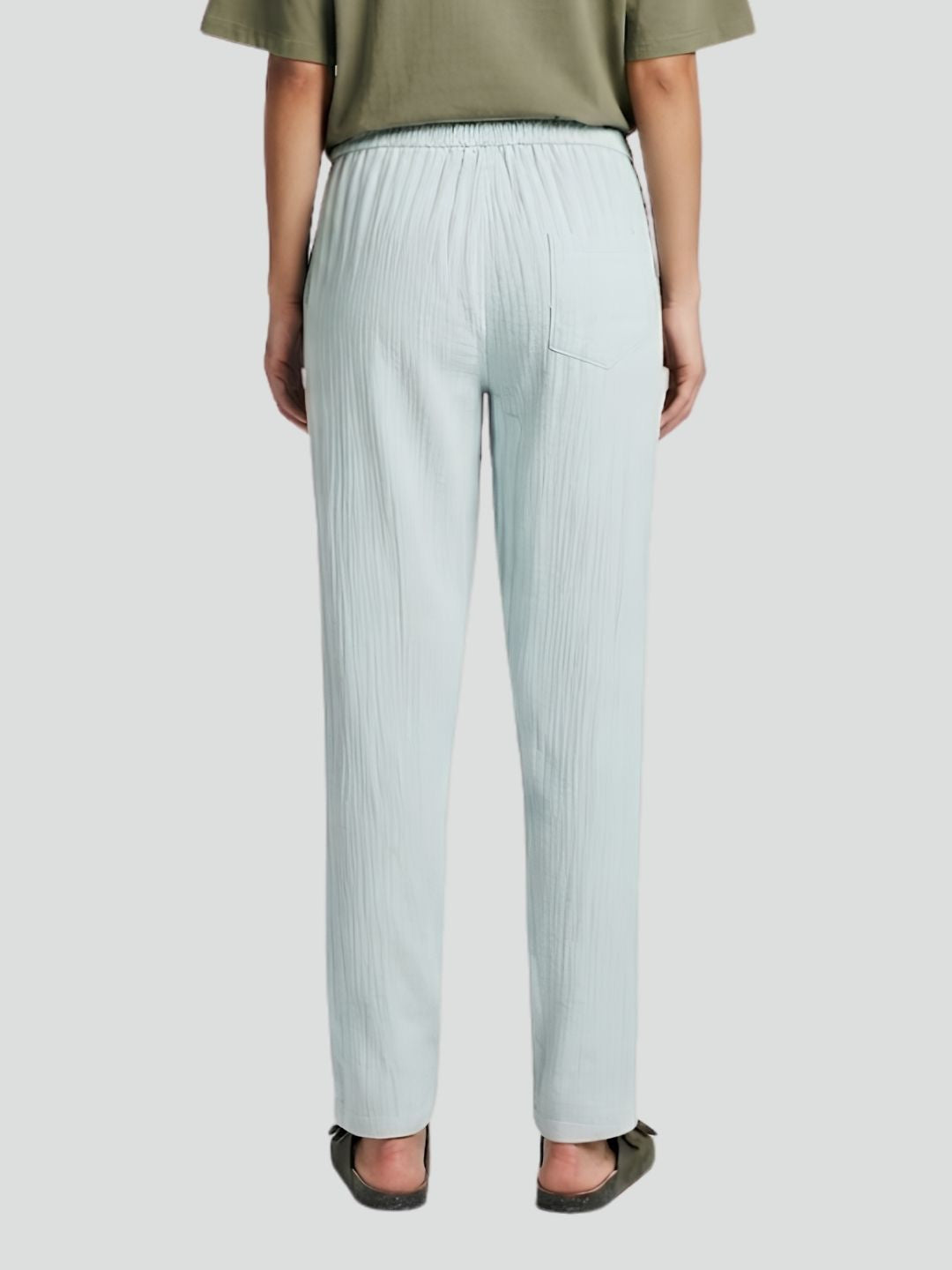 Women Solid Cotton lounge pant - Sky