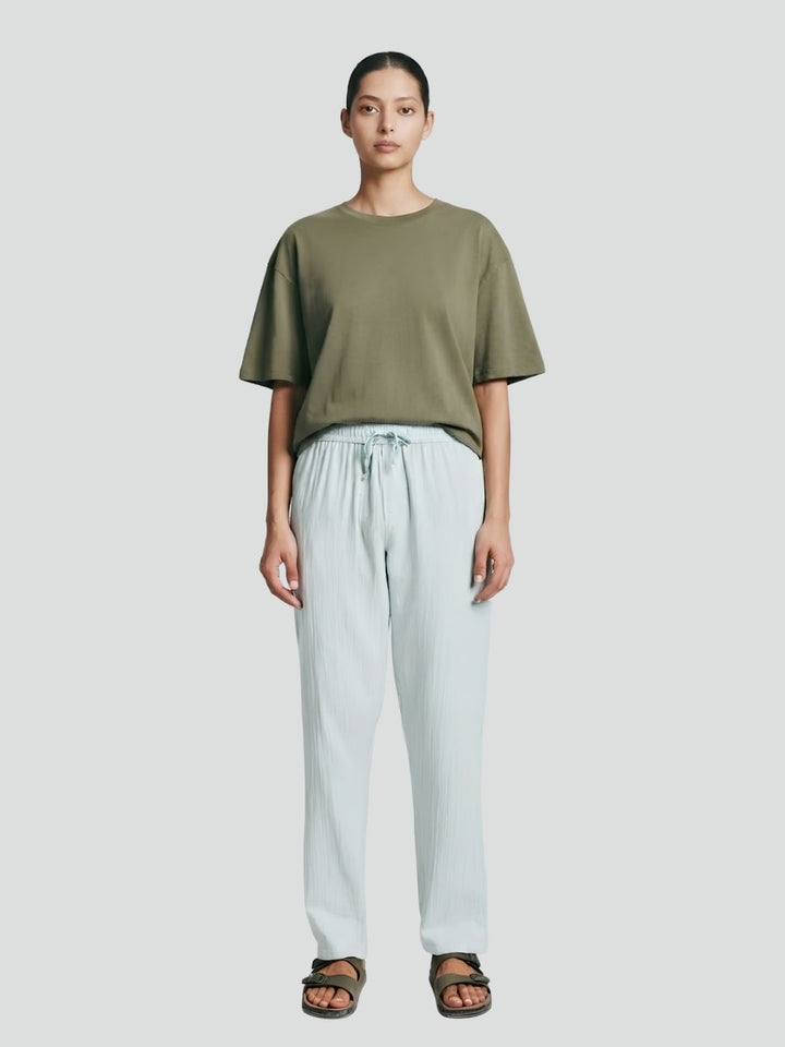 Women Solid Cotton lounge pant - Sky