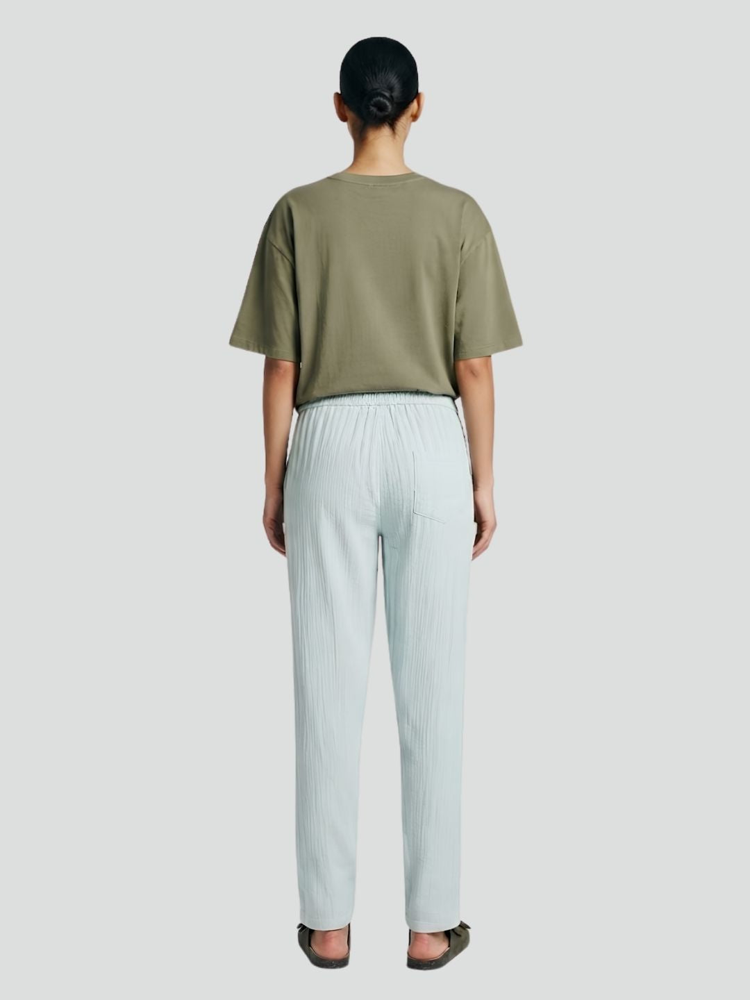 Women Solid Cotton lounge pant - Sky