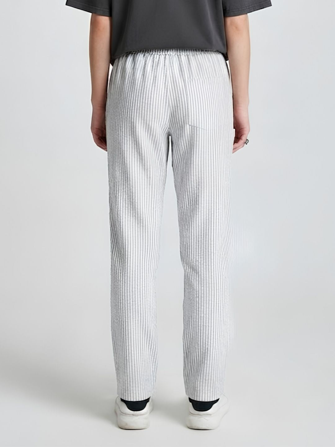Women Striped Cotton lounge pants - Ash Grey