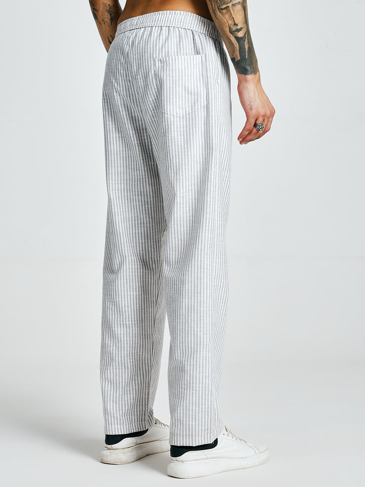 Men Striped lounge pants - Ash Grey