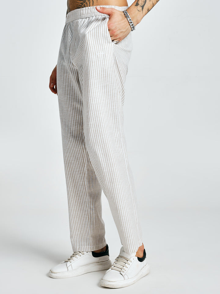 Men Striped lounge pants - Camel