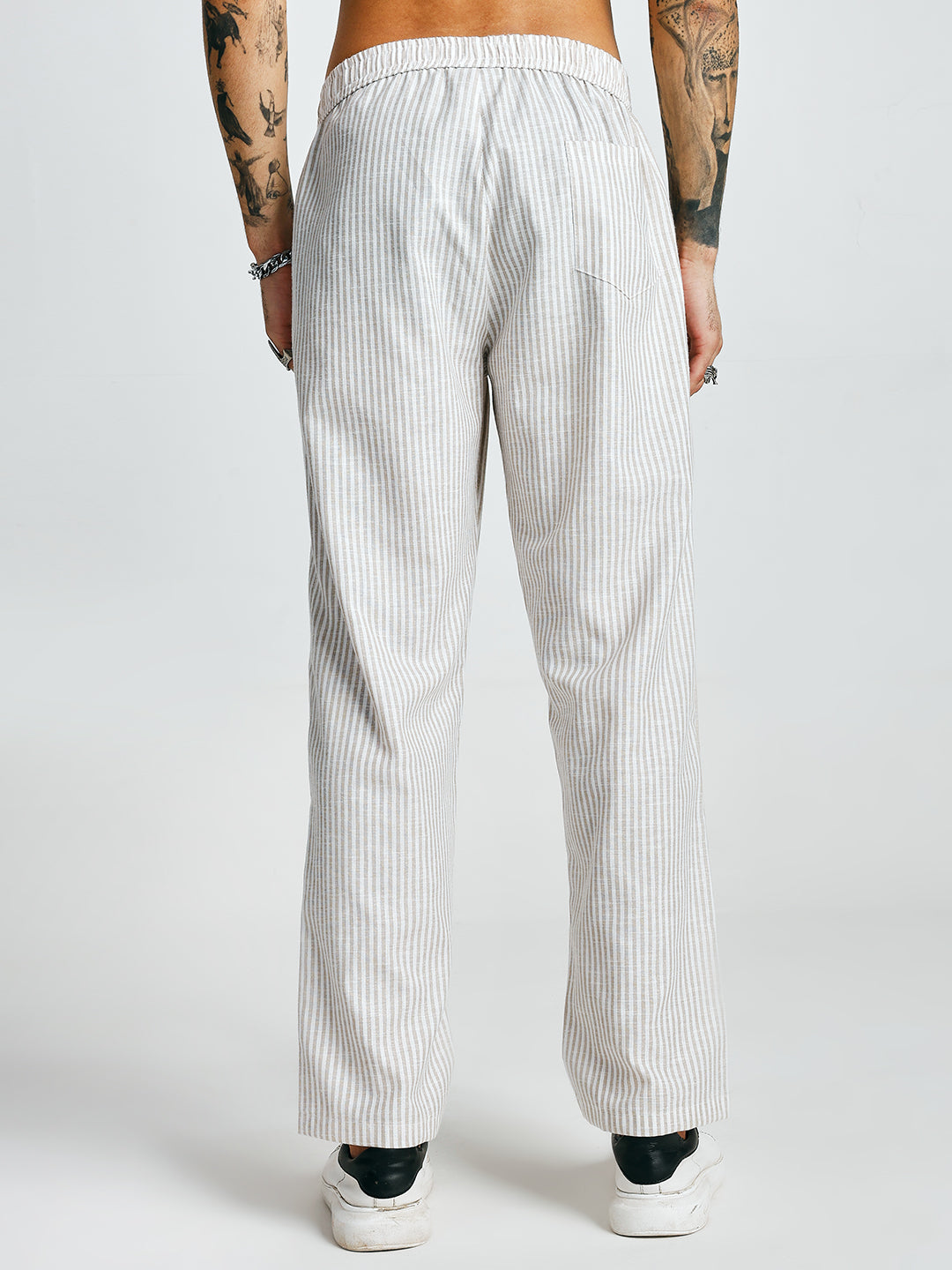 Men Striped lounge pants - Camel