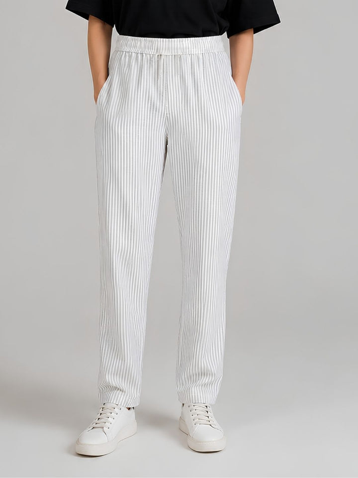 Women Striped Cotton lounge pants - Camel