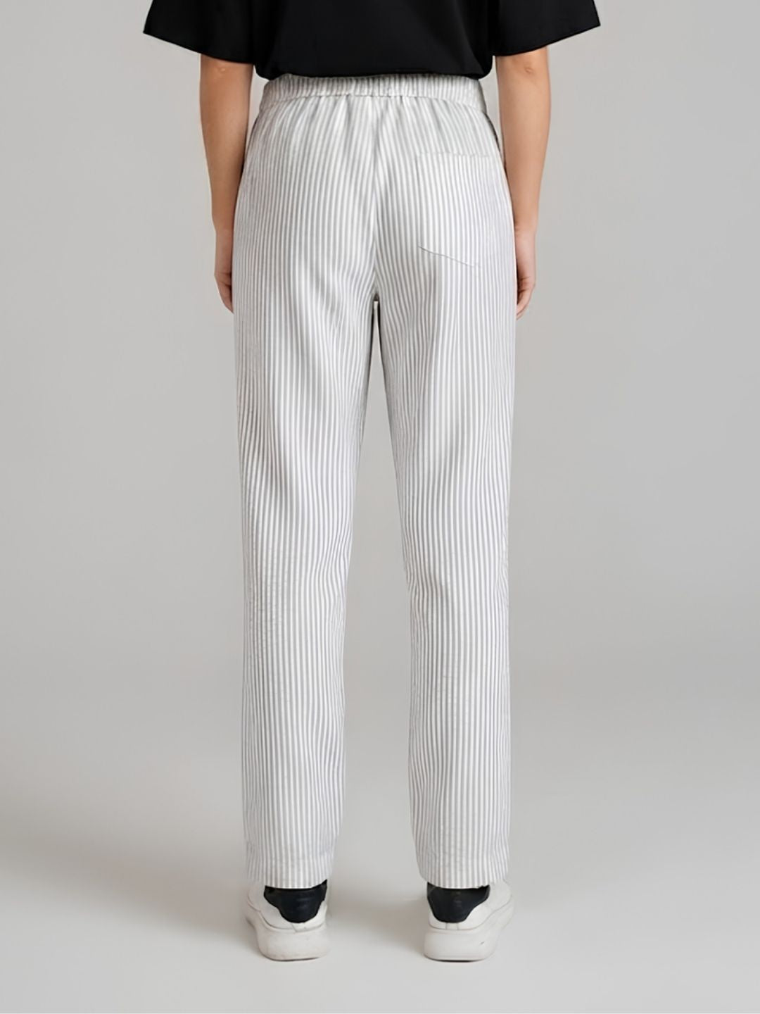 Women Striped Cotton lounge pants - Camel