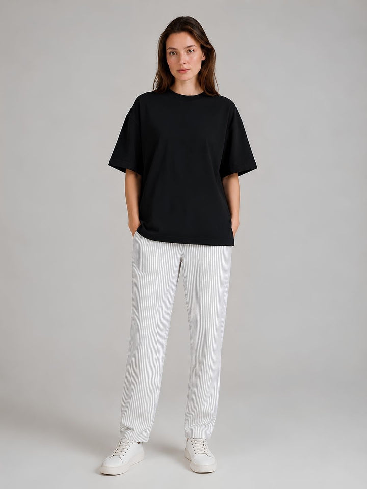 Women Striped Cotton lounge pants - Camel