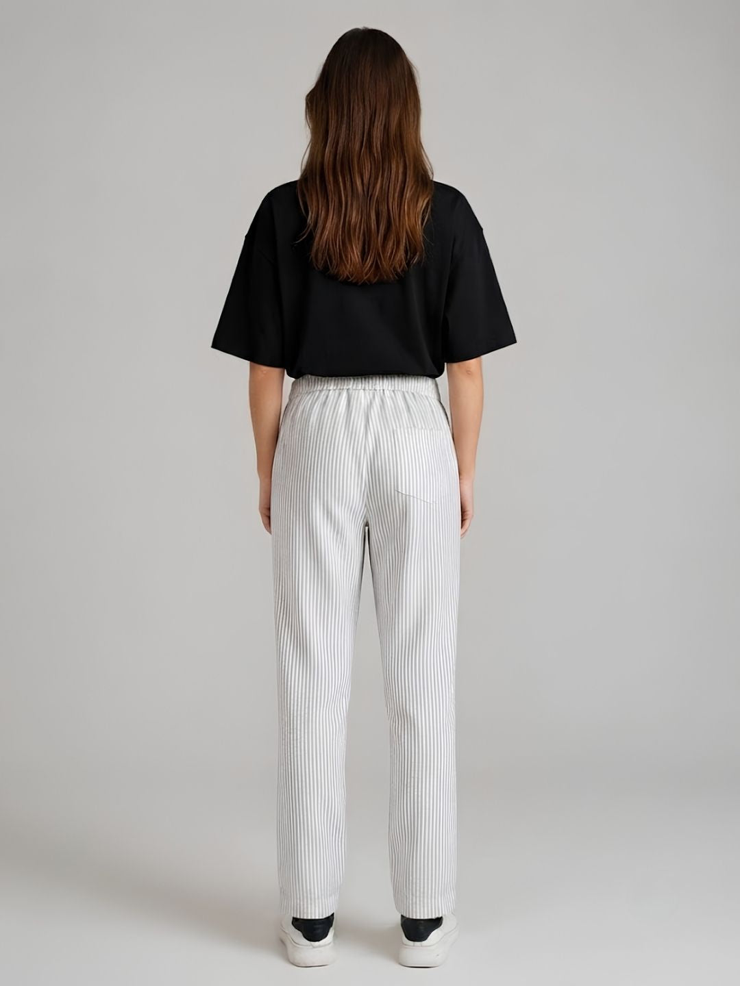 Women Striped Cotton lounge pants - Camel