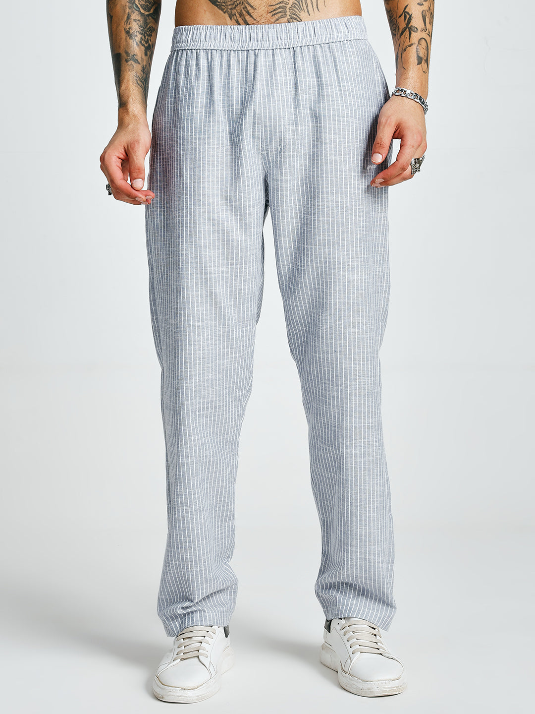 Men Striped lounge pants - Sky