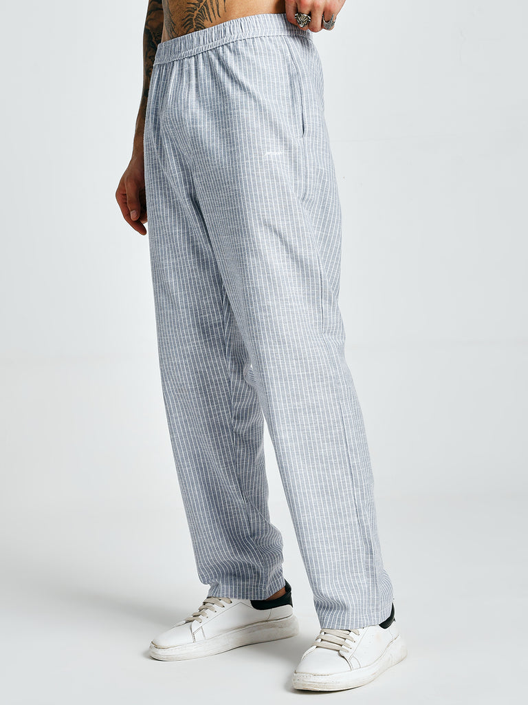 Sky Men Striped Cotton Lounge Pants