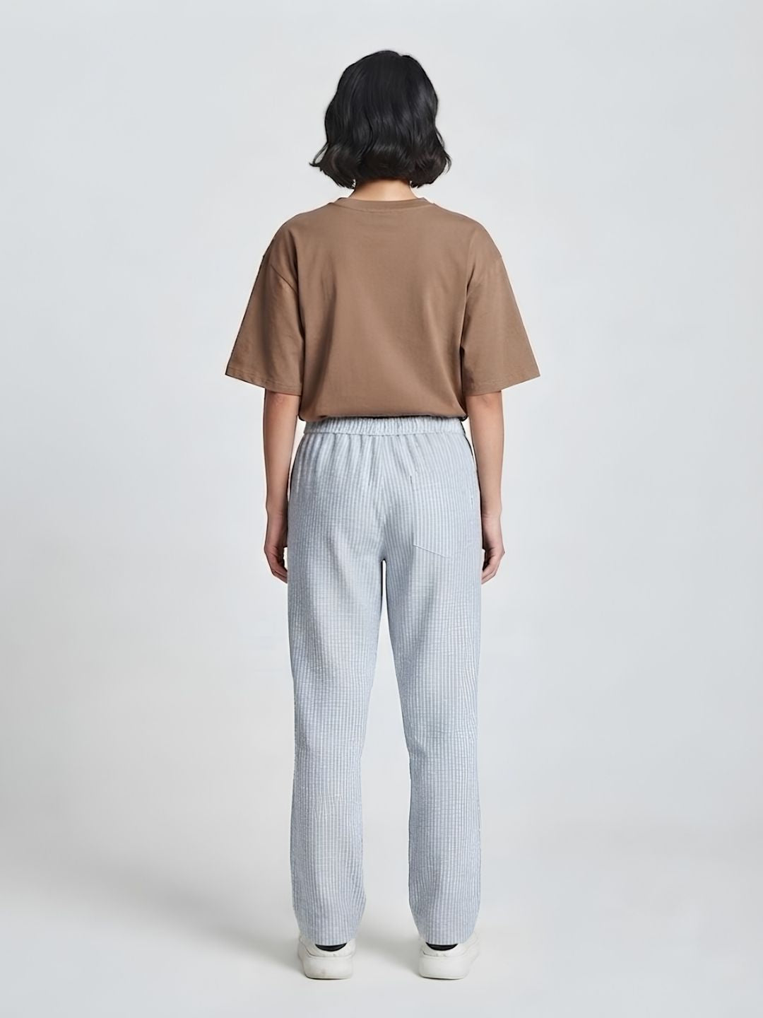 Women Striped Cotton lounge pant - Sky