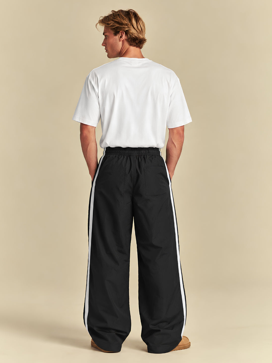 Parachute Pants For Men - Black with White Stripe