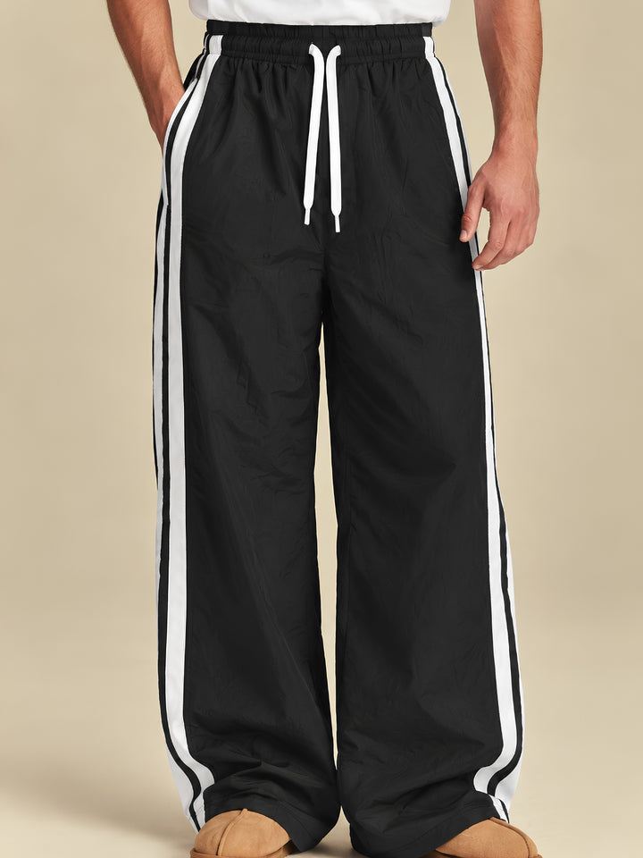 Parachute Pants For Men - Black with White Stripe