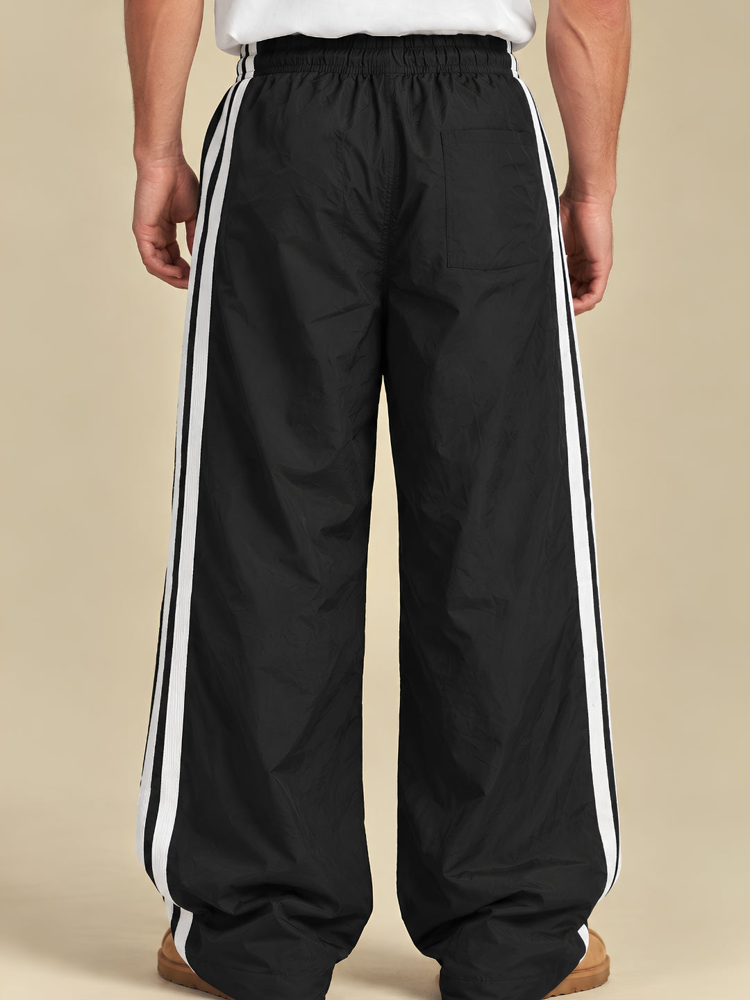 Parachute Pants For Men - Black with White Stripe