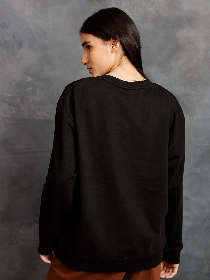 DARK AURA Women Drop Shoulder Premium Terry Sweatshirt