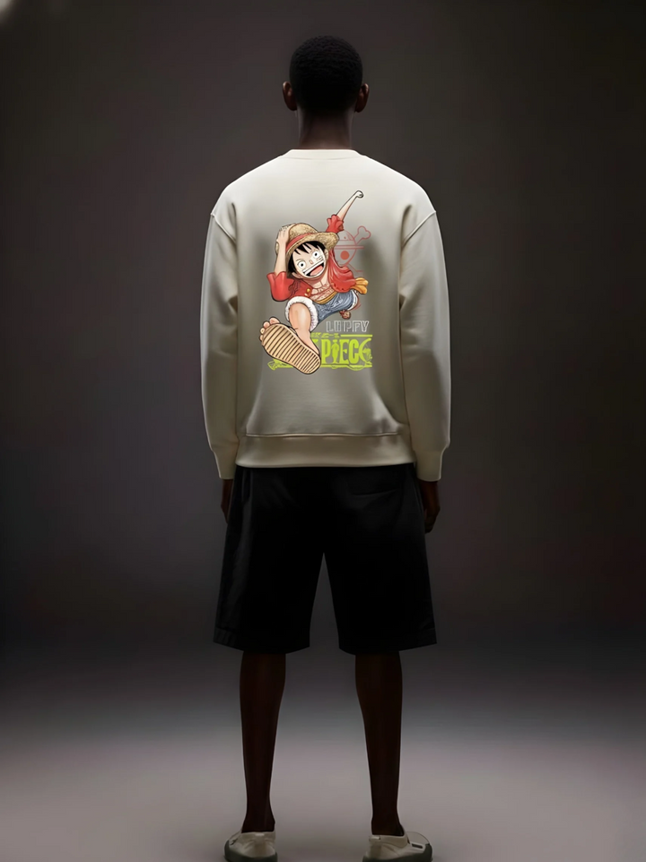 Run Luffy One Piece Men Drop Shoulder Premium Terry Sweatshirt