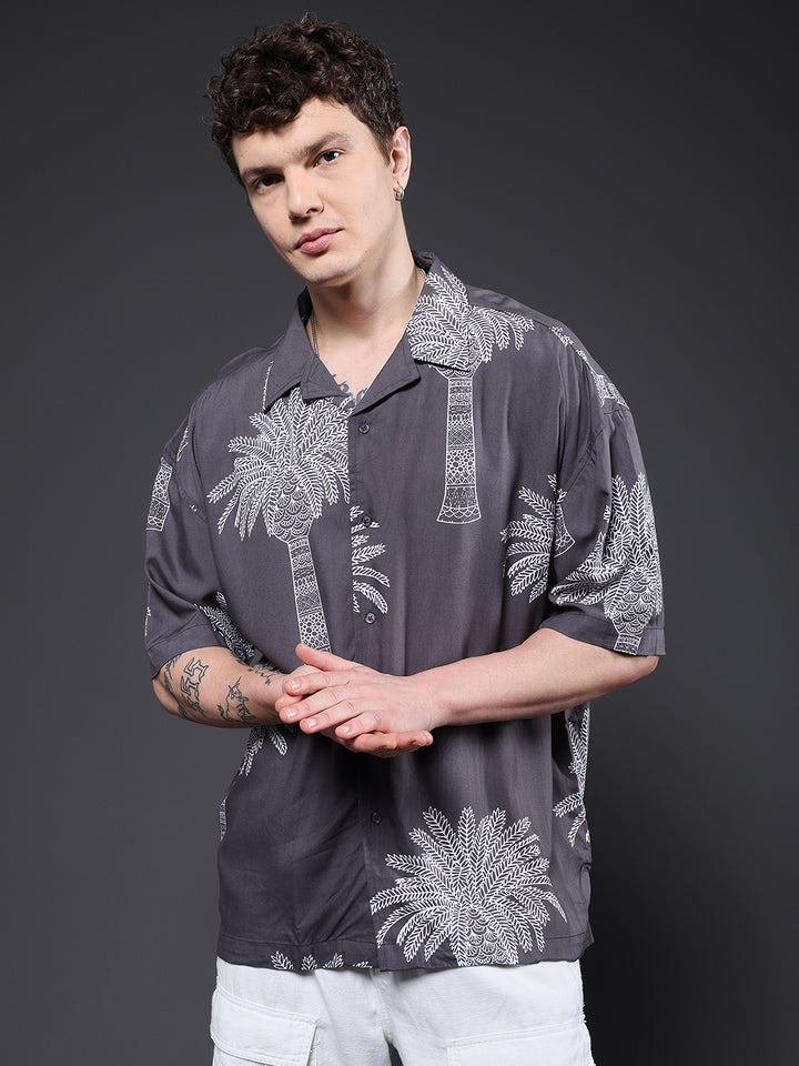 Mens Half Sleeve Casual Shirt  – Dark Grey