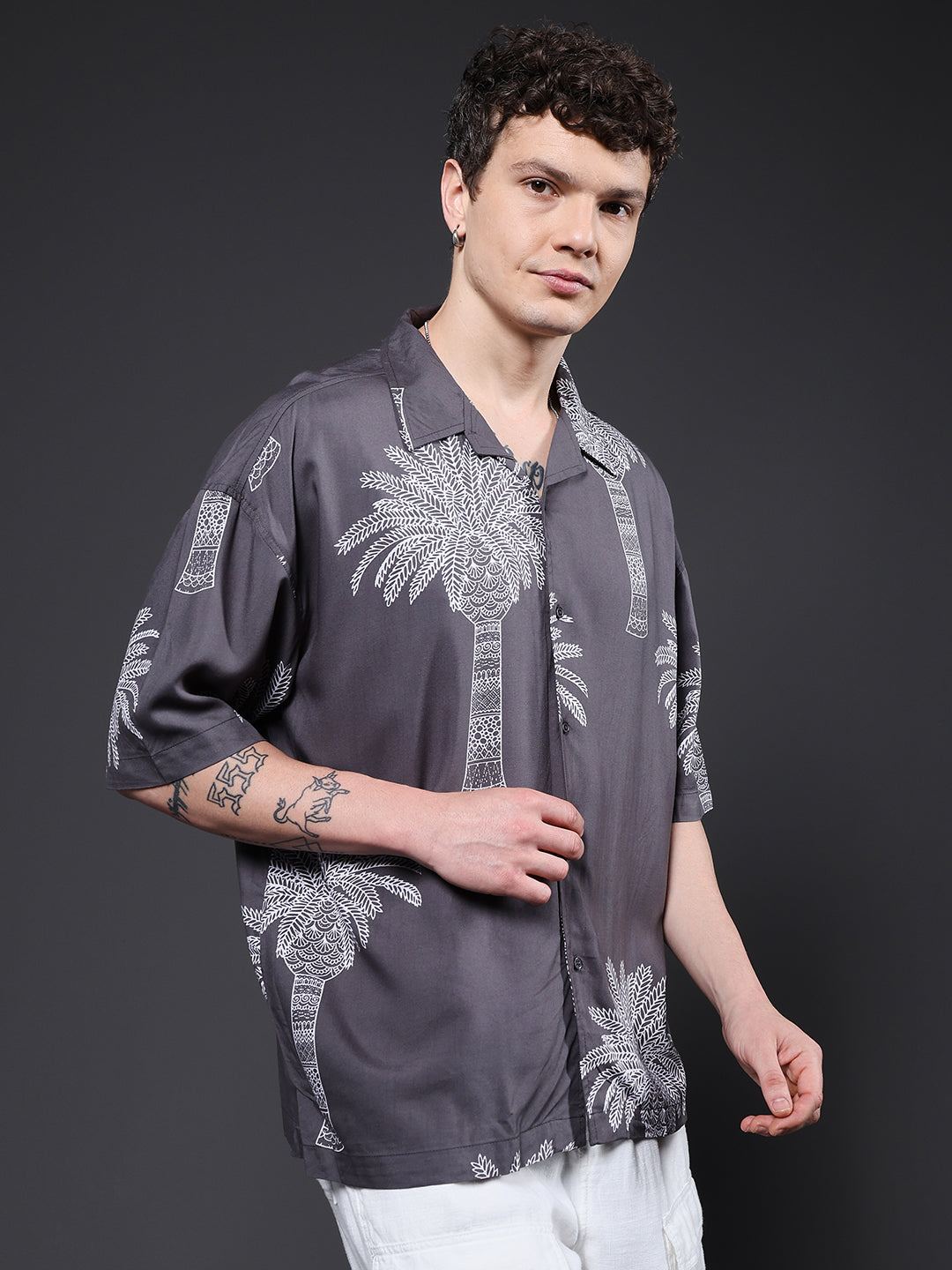 Mens Half Sleeve Casual Shirt  – Dark Grey