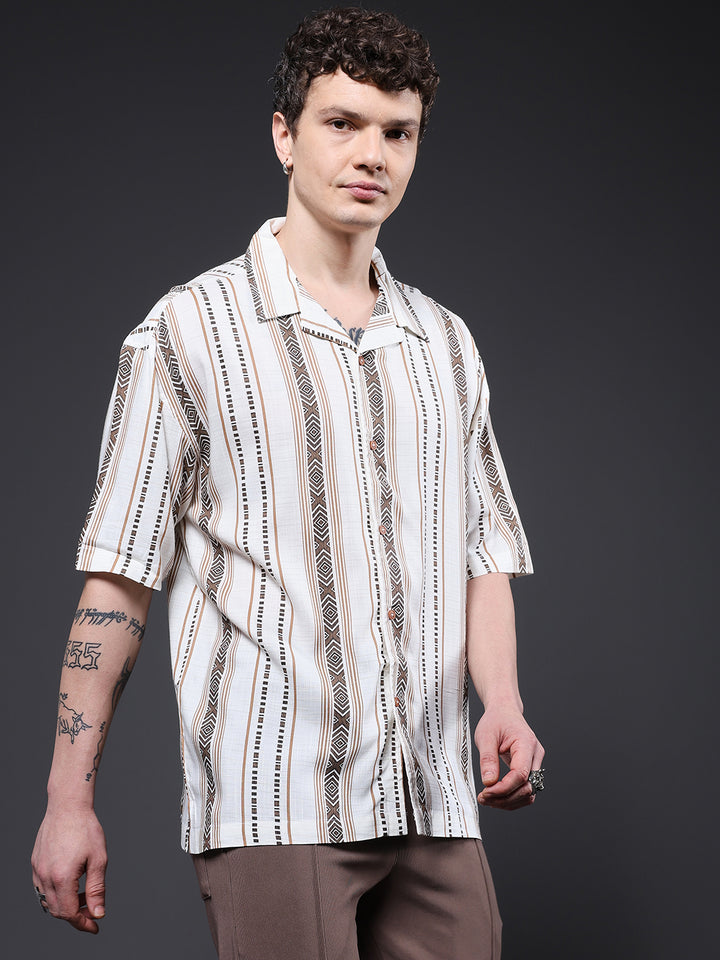 Mens Half Sleeve Casual Shirt  – White